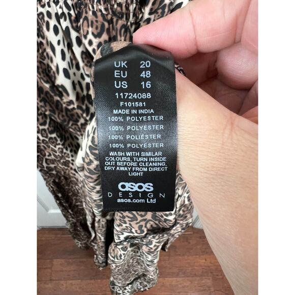 ASOS design Women's 16 Leopard Print Tiered Maxi Maternity Smocked Front Dress - Picture 6 of 9